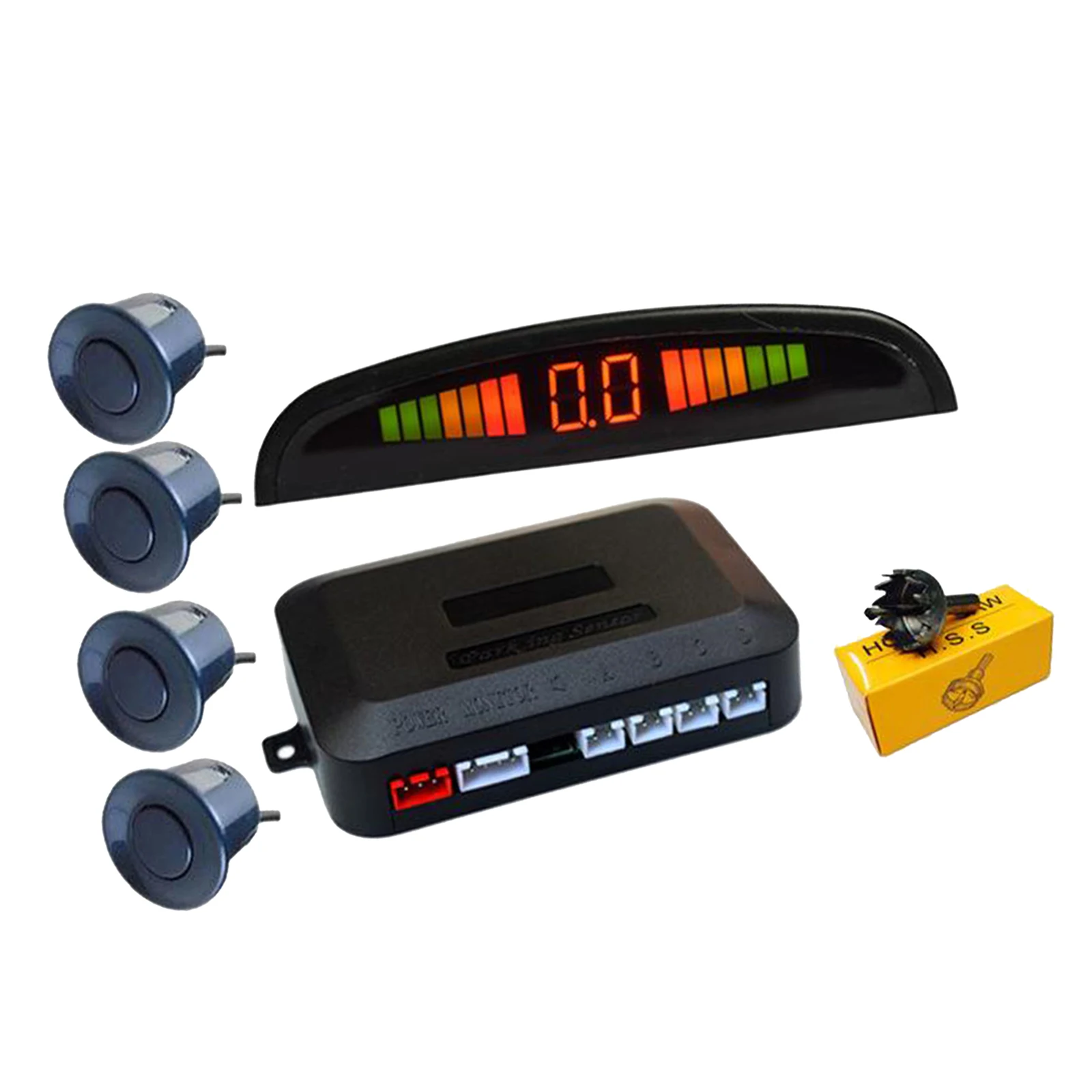 Car Auto Vehicle Reverse Backup  System with 4 Parking Sensors Distance Detection, LED Distance Display, Buzzer Warning