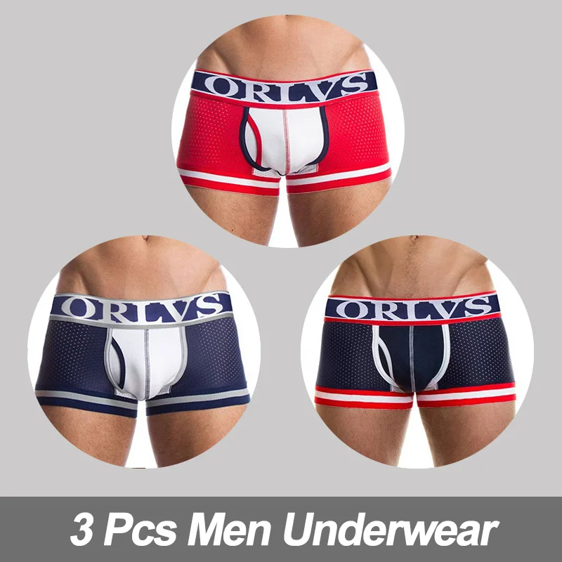 (3)OR399-Multi 3 шт., сексуальное нижнее белье cueca, боксеры для мужчин, сетчатые шорты размера плюс, однотонная мужская одежда, боксеры, трусы, шорты, сексуальные трусы для полных мужчин, 100 кг, s - Цвет: (3)OR399-Multi