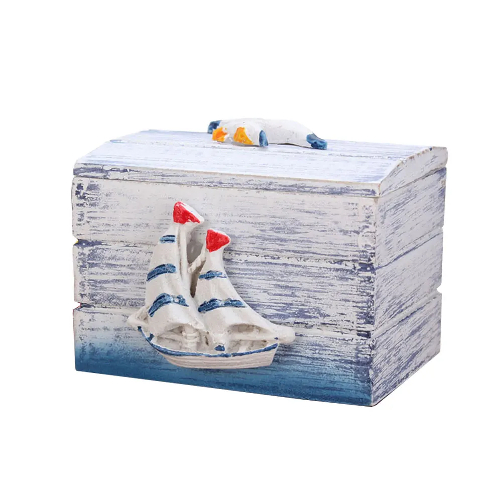 Wooden Jewelry Box Antique Small Storage Nostalgia Classical Western Map Style Portable | Дом и сад