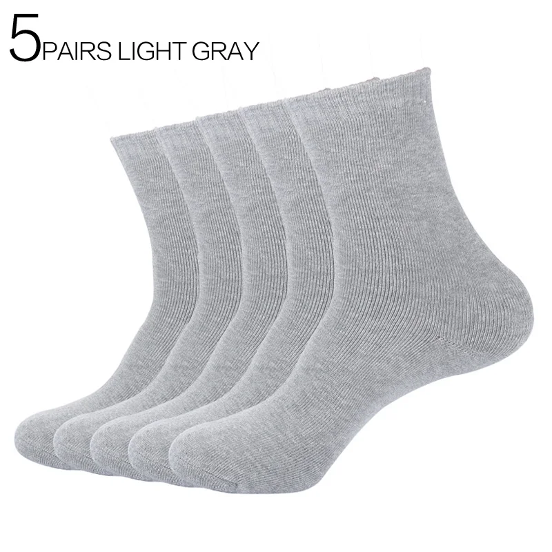 light gray 5pairs Eur40-44,, мужские зимние плотные теплые махровые носки, мужские деловые повседневные теплые хлопковые носки, 5 пар/лот(60 г/пара), s78 - Цвет: light gray 5pairs