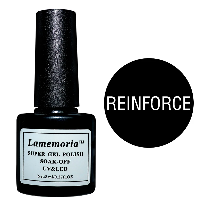 Reinforce Lamemoria 8 мл голографический Блестящий Гель-лак для ногтей Блестящие Блестки УФ-гель лак лазер замочить от УФ гель для ногтей маникюр Базовое покрытие - Цвет: Reinforce