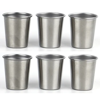 

6Pcs 50Ml Coffee Beer Cup Outdoor Practical Stainless Steel Cups Shots Set Mini Glasses for Whisky Wine