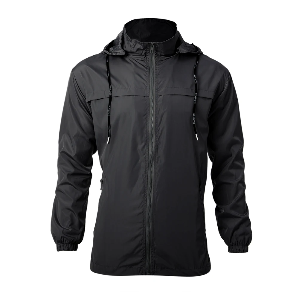 4XL-8XL Windbreaker Men Casual Autumn Winter Lightweight Jacket New Arrival Hooded Zipper Up Jackets Outwear Black Gray