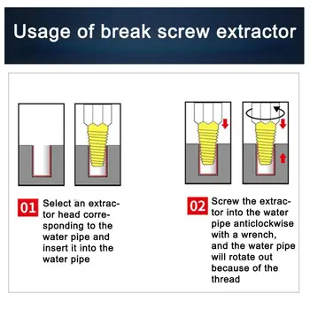 

Household Tap Faucet Triangle Valve Double Head Broken Remover 4 Break Bolt Minutes Remover Remover Wire Pipe Screw 6 Minut Q7S1