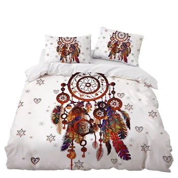 

Dreamcatcher Indian Bedding Set Bedroom Decor White Bedspread Microfiber Hypoallergenic Zipper 1PC Duvet Cover Pillowcase