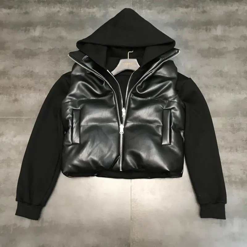 tops Новинка года; Зимняя юбка; комплект из двух предметов; свитер; хлопковая куртка; кожаная юбка для борьбы с кожей; комплект с необычной индивидуальностью - Цвет: tops
