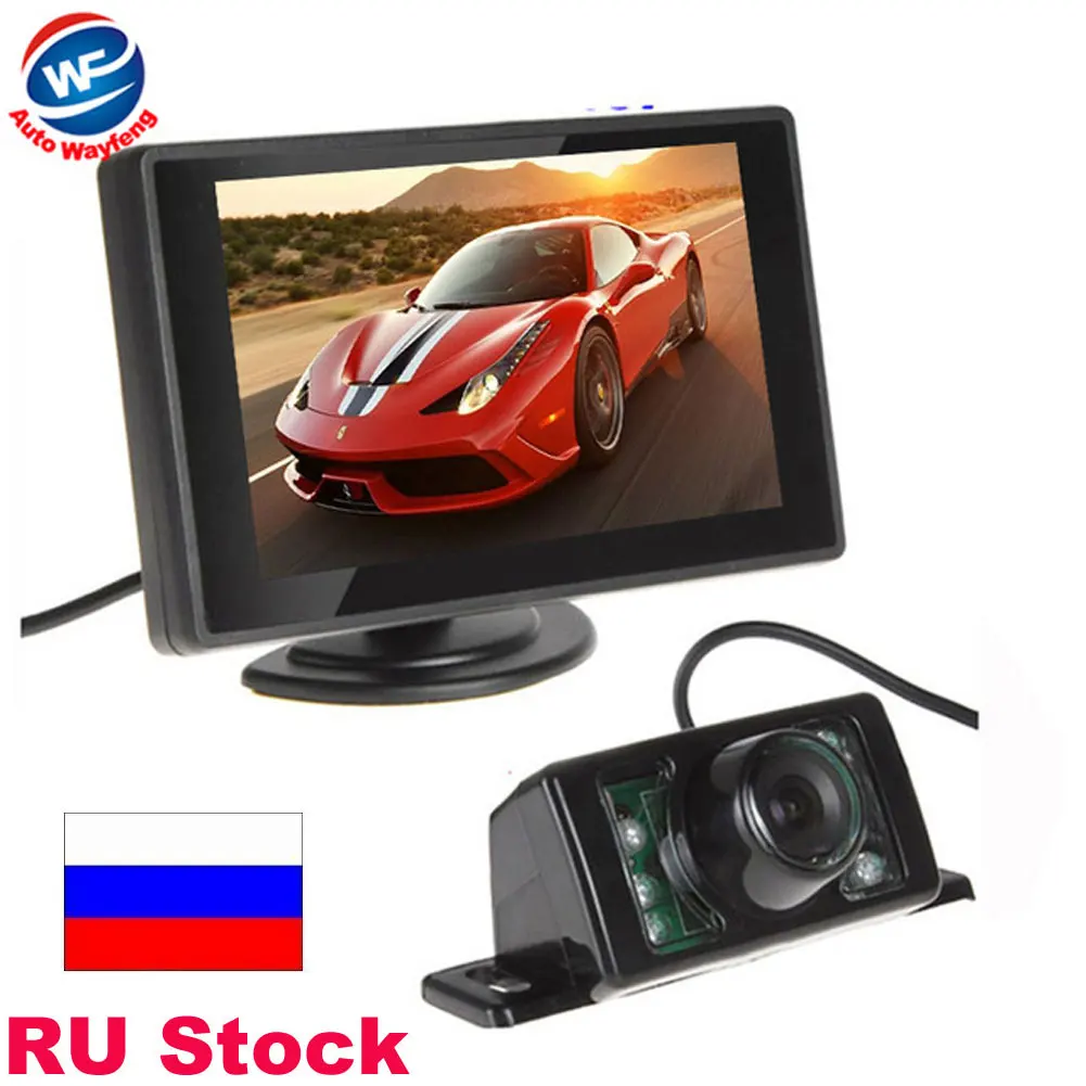 

2 в 1 автомобильная Система помощи при парковке 7LED Автомобильная камера заднего вида + 4,3 "TFT ЖК-монитор CCD 170 угловая Автомобильная камера заднего вида автомобильный монитор