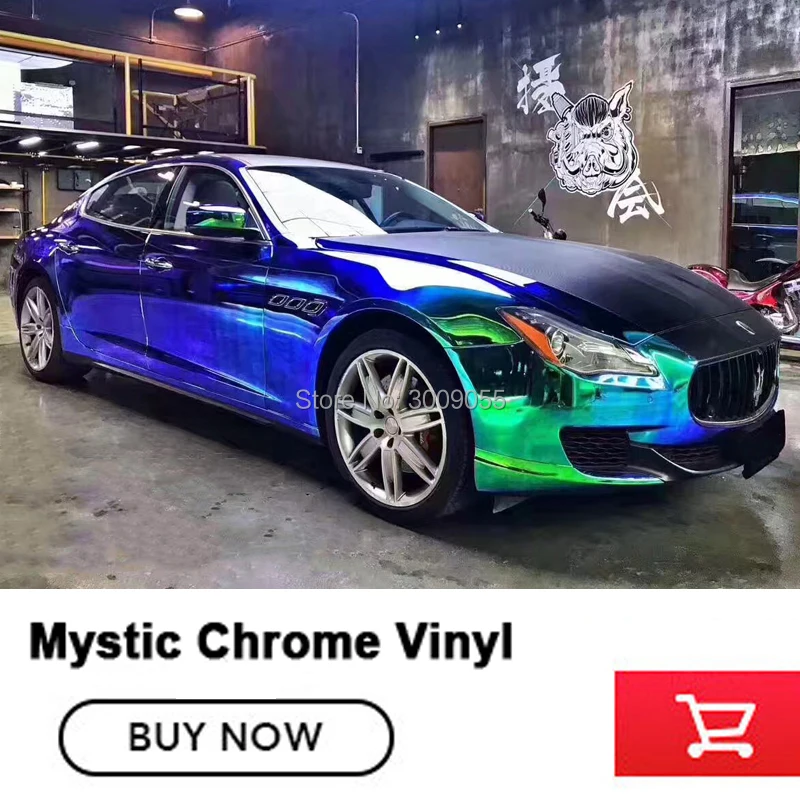 

Premium colour Blue green Mystic chrome vinyl warps film Iridescence chrome wapping film Various colors