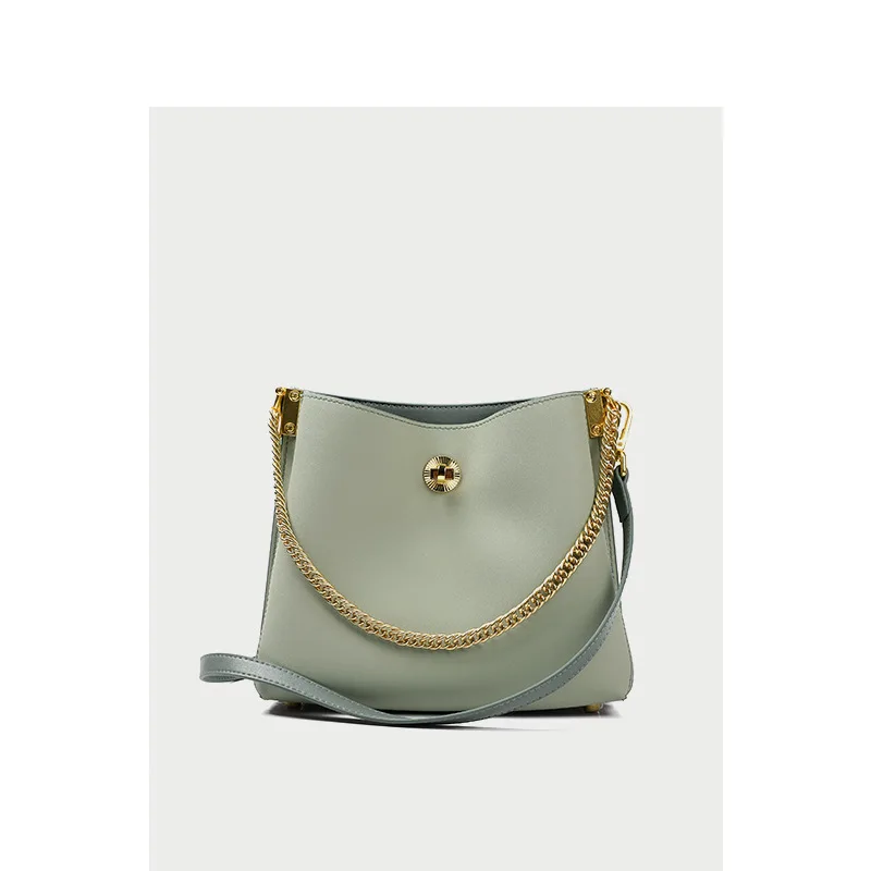 

2019 New Chain Bucket Bag Women's Small Group of Pure-colored Silk Scarves Large-capacity One-shoulder Slanted Handbag