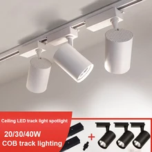 

220V LED Track Light Aluminum Spotlight Adjustable Boom Spotlight Home Store Track Lighting Ceiling Spotlight COB 20/30/40W