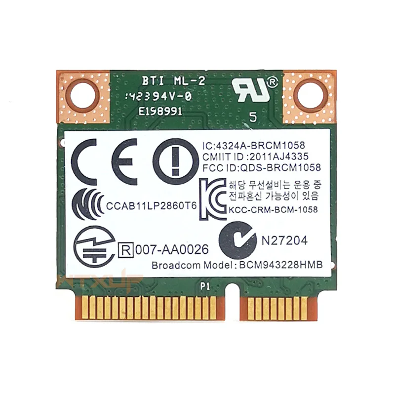 Broadcom BCM943228HMB wifi Bluetooth 4,0 300M 2,4G/5G bcm943228 сетевая карта Половина мини PCIE беспроводной адаптер