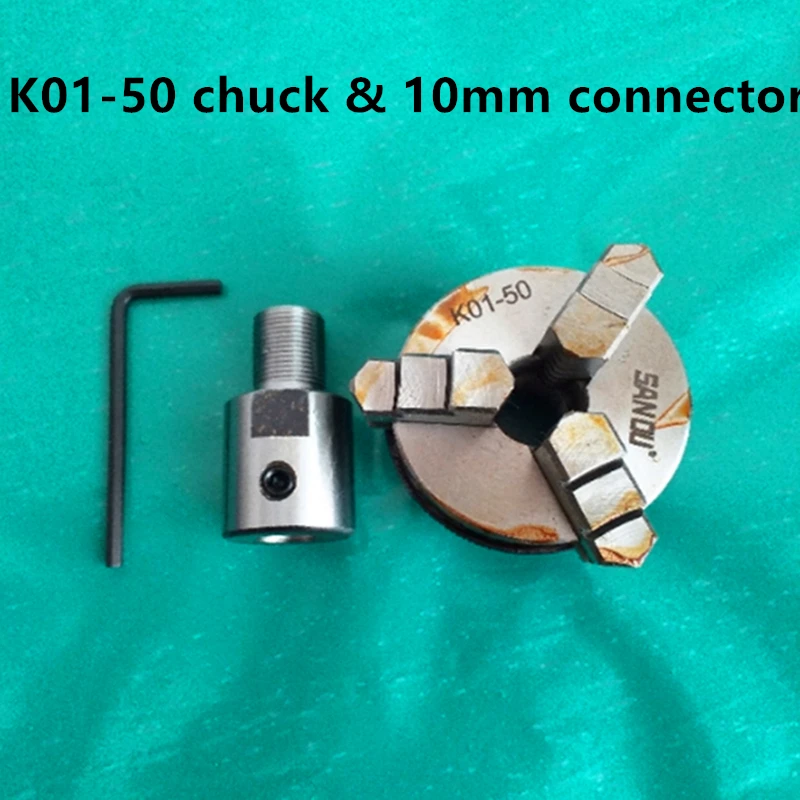 K01-50 with 10mm 50 мм " токарный патрон 3 кулачковый Ручной мини Самоцентрирующийся патрон Sanou K01-50& ID 8 мм-15 мм M14* 1 резьба соединительный стержень адаптер - Цвет: K01-50 with 10mm