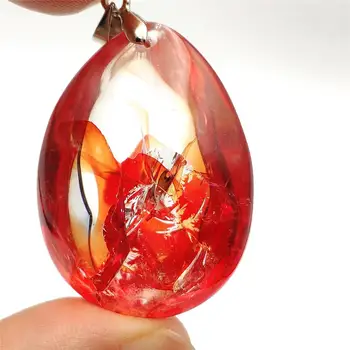 

Genuine Natural Red Limonite Quartz Phantom Crystal Pendant 38x27x21mm For Women Man Rare Fashion Multi-inclusions AAAAA