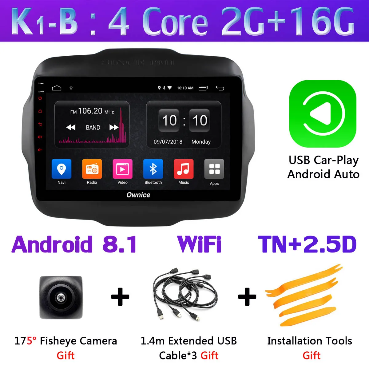 360 ° панорамный 4G WiFi Android 9,0 8Core 4+ 64G Автомобильный мультимедийный плеер SPDIF DSP CarPlay gps радио для Jeep Renegade - Цвет: K1-B-CarPlay