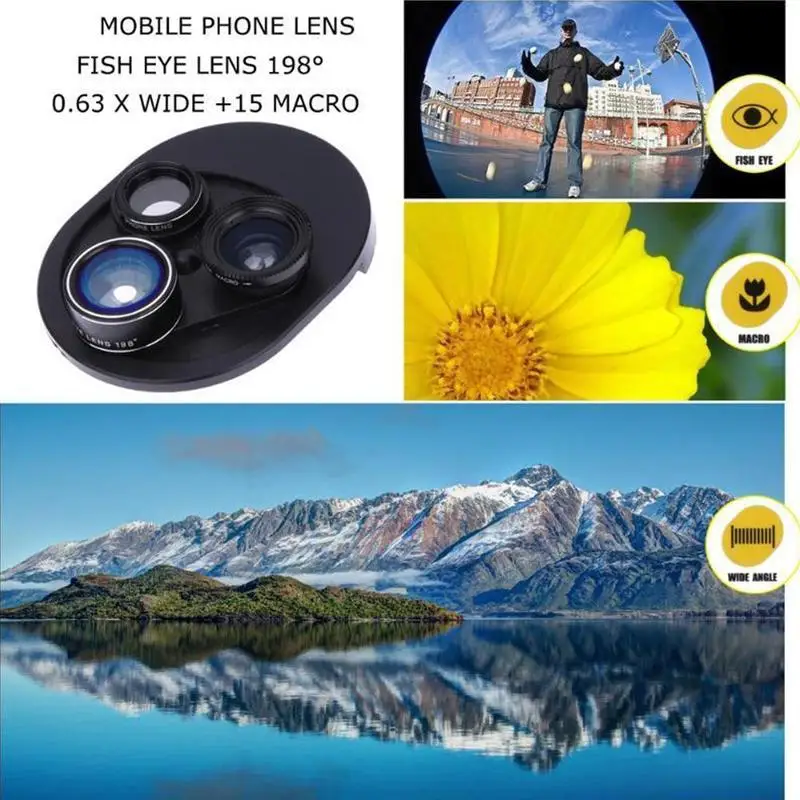 4 в 1 универсальный поворотный объектив мобильного телефона для iphone samsung huawei объектив камеры смартфона Широкий Рыбий глаз Макро E9Z9