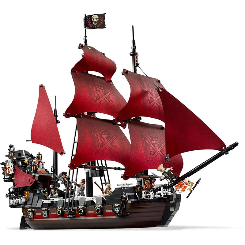 

New 16009 Pirates series The Queen Annes Revenge model Building Blocks set classic Pirate Ship Toys for children Compatible 4195