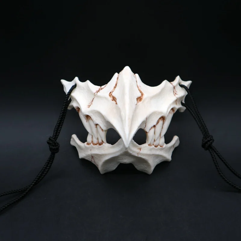 Popular Resin Bone Mask Japanese Gods Style Cosplay Half Face Covered Prom Performance Art Mask Halloween Costume Accessories