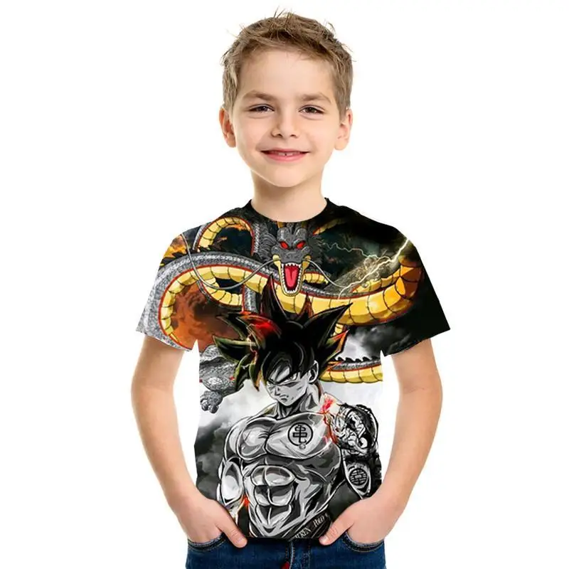 Dragon Ball Z Goku Saiyan/Shenlong patrn Dragon Ball анимацин nios camiseta nios Топы camiseta hombres nias camiseta Прямая поставка