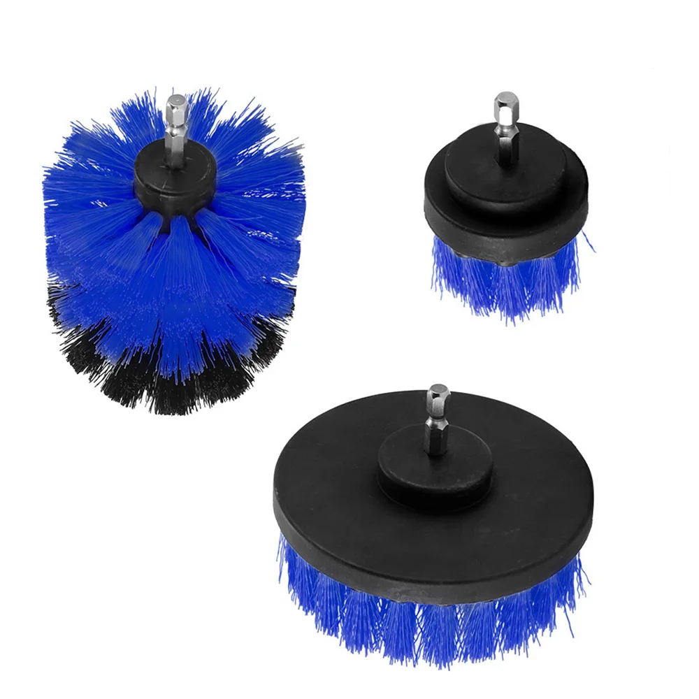 blue Brushes 3 шт., электрическая щетка-скруббер, сверло для очистки, набор нейлоновых щеток, беспроводной скраб для поверхностей ванной комнаты, ванны, душевой плитки, затирки - Цвет: blue Brushes