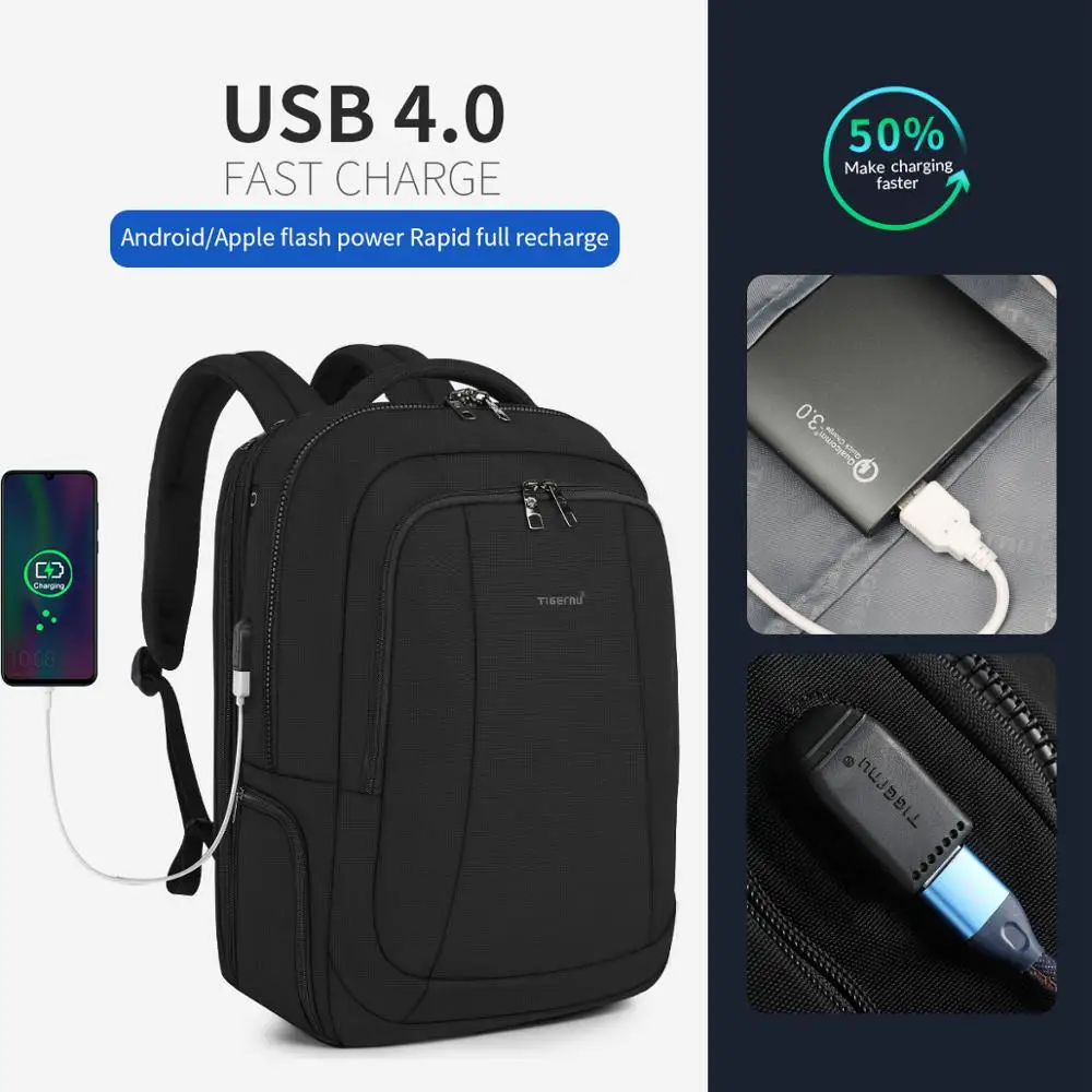  Tigernu New Man Backpack Fit 17 inch Laptop USB Charging Backpack Male Back Pack Anti Theft Mochila