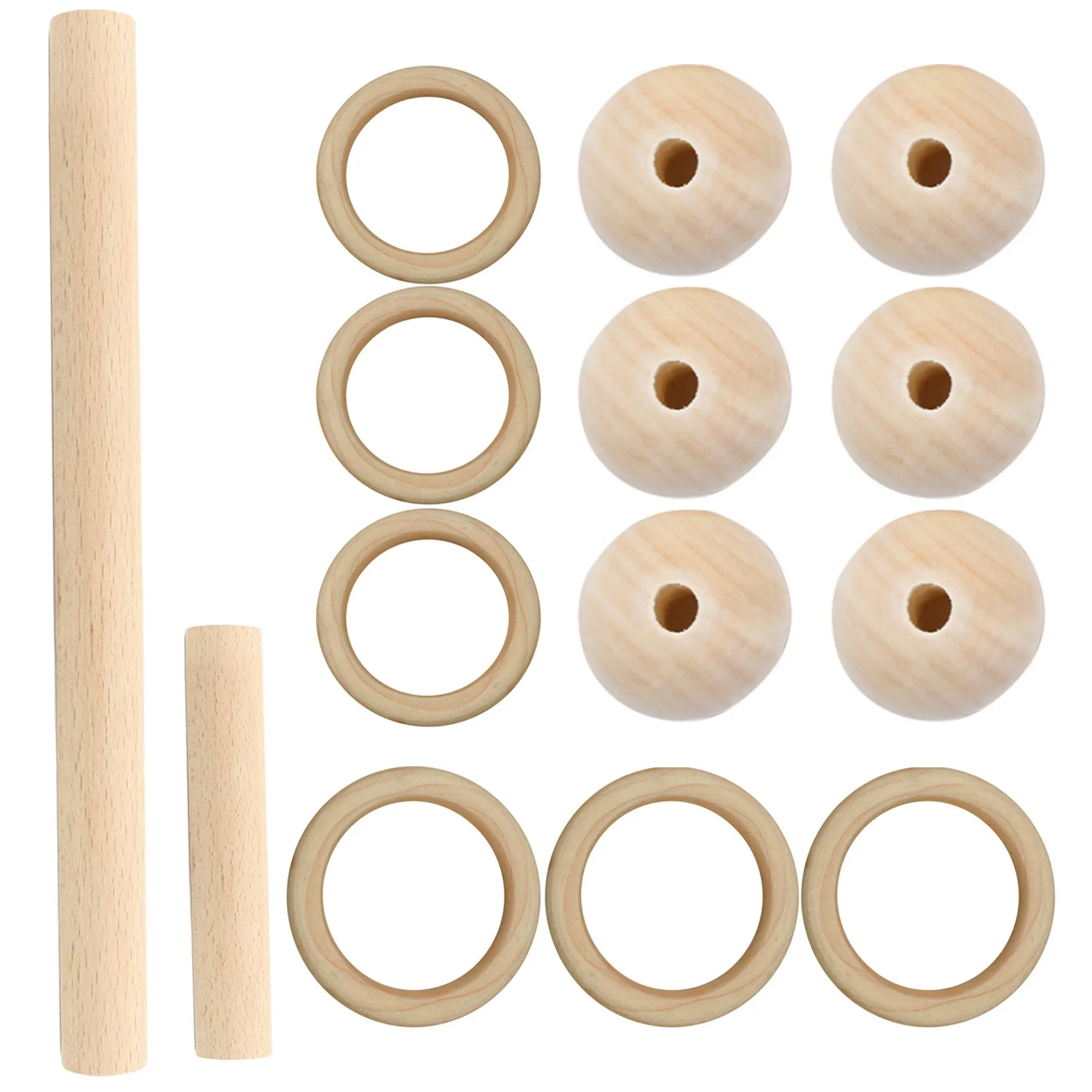 Diy macrame suprimentos kit 6 pçs anel de madeira + 50 peças contas 4 peças vara de madeira para diy planta cabides tricô artesanato