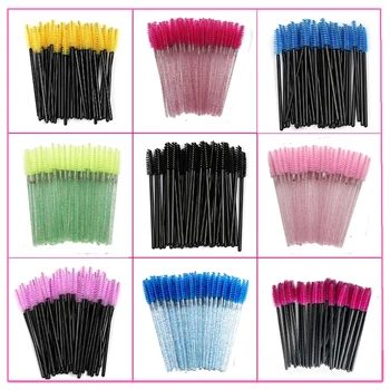 

50Pcs Disposable Eyelash Brush Mascara Wands Colorful Plastic Applicator Professional Makeup Eye Brushes Eyelashes Extension