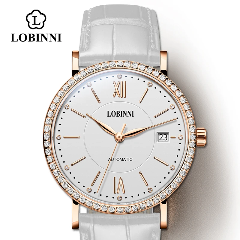 rose-white-white-r2 Швейцария LOBINNI Топ люксовый бренд часы для женщин сапфир relogio Япония MIYOTA автоматические механические мужские часы - Цвет: rose-white-white-r2