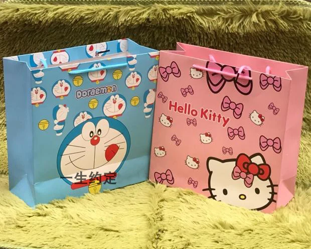 20 шт Мультяшные KT Doraemon Миньоны бумажные для дня рождения Подарочные пакеты с ручкой