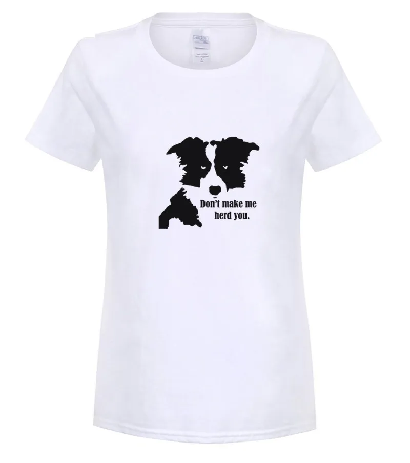 women white Fashion Creative Graphic T shirt Border Collie Art Men's T Shirts - Цвет: women white
