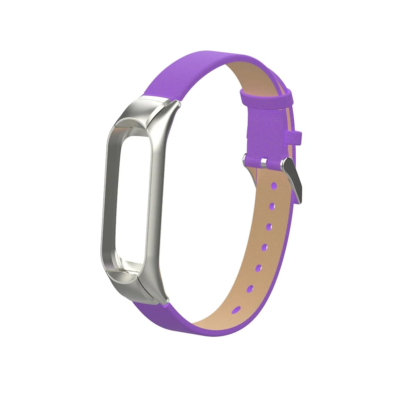 Яркий кожаный ремень для Xiaomi mi band 4 3 ремешок для Xiaomi mi Band 3 4 аксессуары браслет mi band Cinturino - Цвет ремешка: Purple