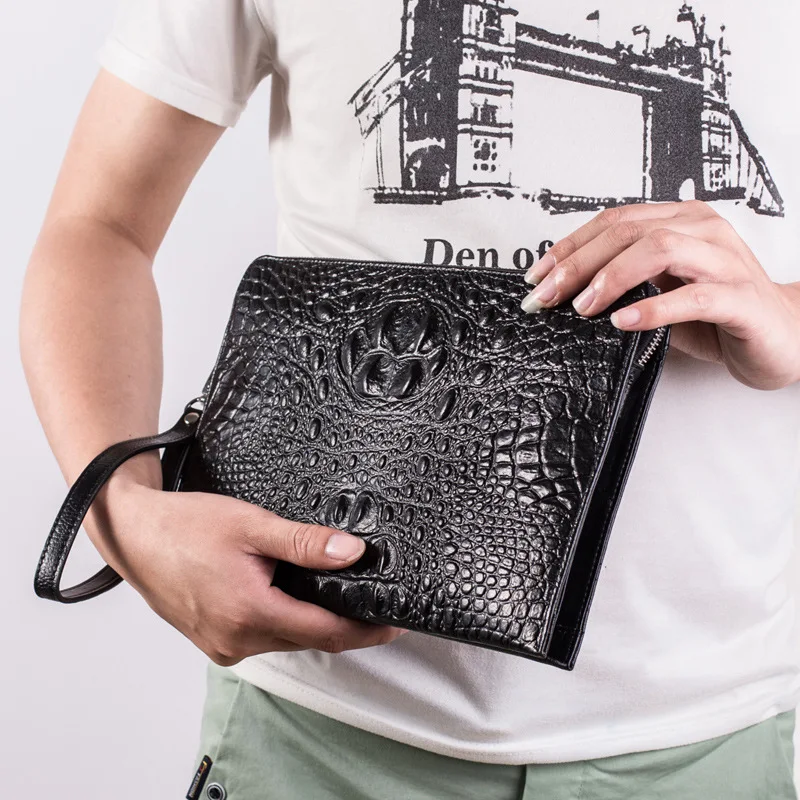 

Handbag Men's Genuine Leather New Style Men Clutch Bag Casual Soft Leather Large Capacity Double Layer First Layer Leather Handb