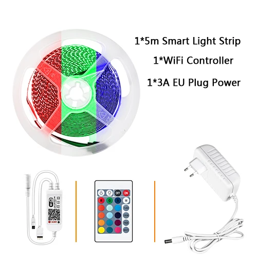 EeeToo WI-FI умный светильник RGB светодиодный ночной Светильник Диодная лента светодиодный RGB Гибкая полоса лампа ИК WI-FI контроллер DC12V ночной Светильник - Испускаемый цвет: Wifi Strip EU Set