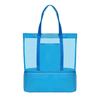 

Double Layers Mesh Beach Bag organizer With Cooler Insulated Picnic Tote Bags For Beach Pool Gym Travel Outdoor storage bag