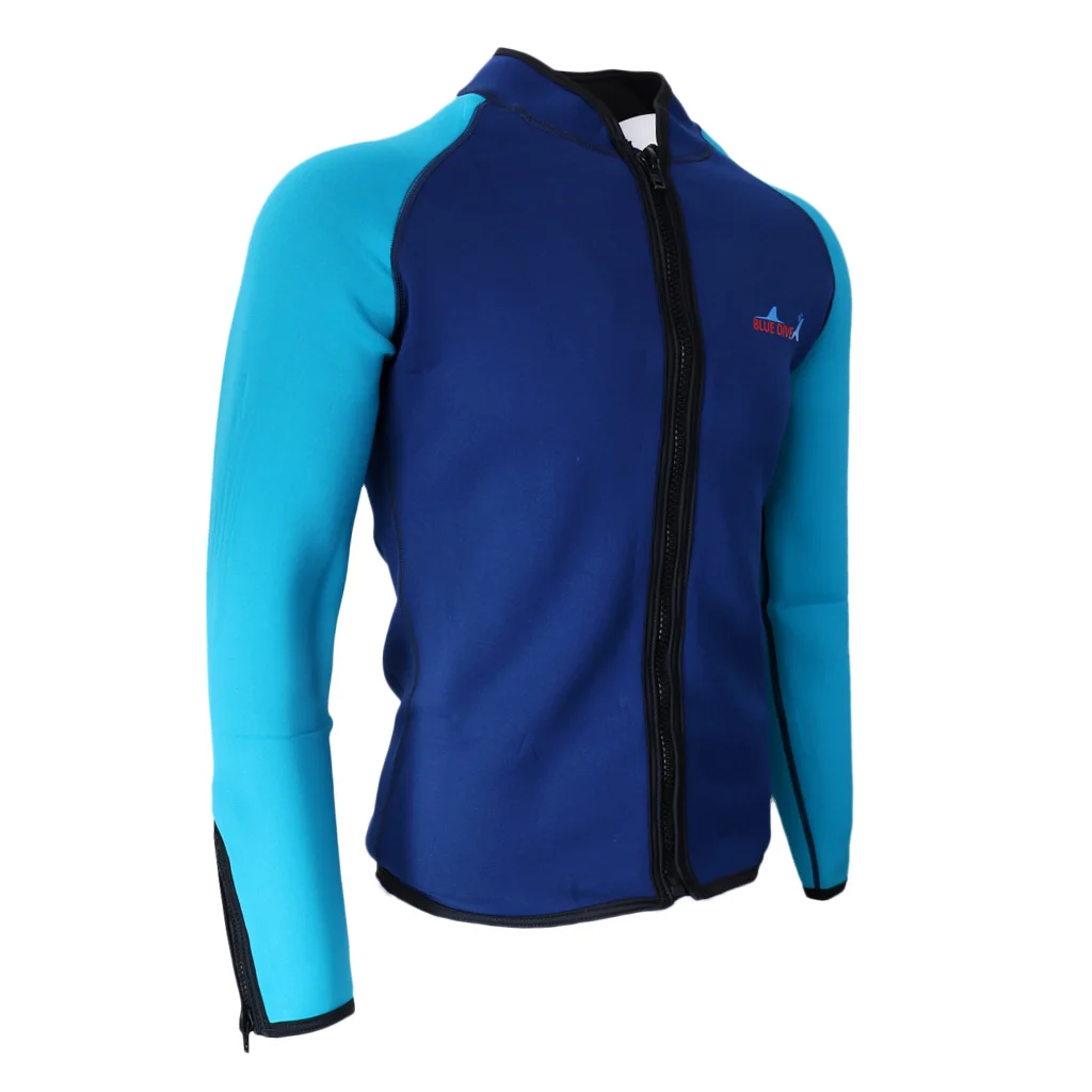 Navy Blue S 2 мм Мужская Неопреновая куртка для подводного плавания Топ Купальники гидрокостюмы для дайвинга сёрфинга Сноркелинга плавания - Цвет: Navy Blue S