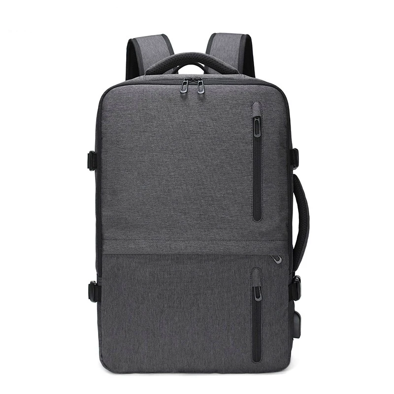 Серый Men Multifunction 15.6" Laptop Backpack Large Capacity Expansion USB Charging Port Travel Backpacks Water Repellent Luggage Bags - Цвет: Серый