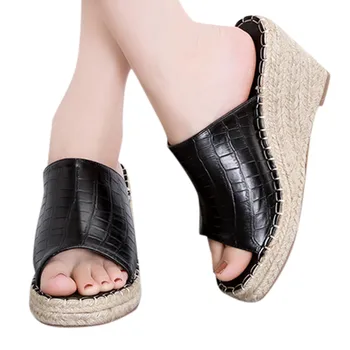 

Autumn Early Winter Shoes High-Heeled Slippers Female Summer Tide WoMen Shoes Wedge Weave Female Sandals Platform Sandals 515