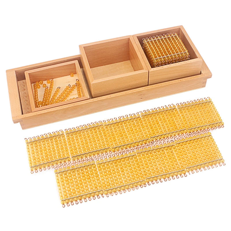  Montessori Math Educational Toys Gold Beads Material Symbols With Trays Kids 5 Years Teaching Toys  - 4000149147558