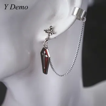 

Y Demo Gothic Dark Crossing Stud Earring Women Chain Link Earrings