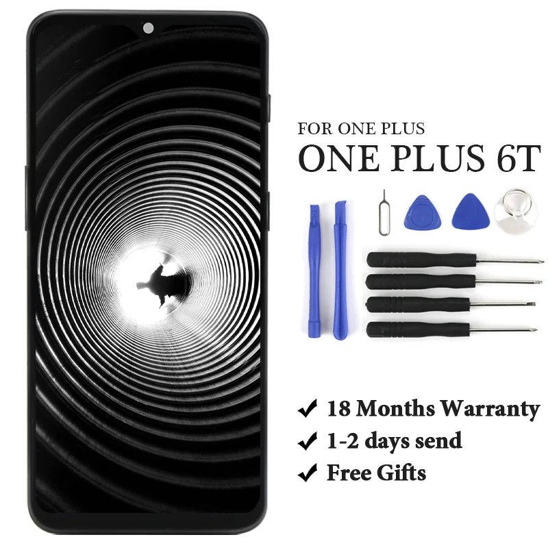 Без битых пикселей черный матовый дисплей для Oneplus 6T Six ЖК-панель с сенсорным