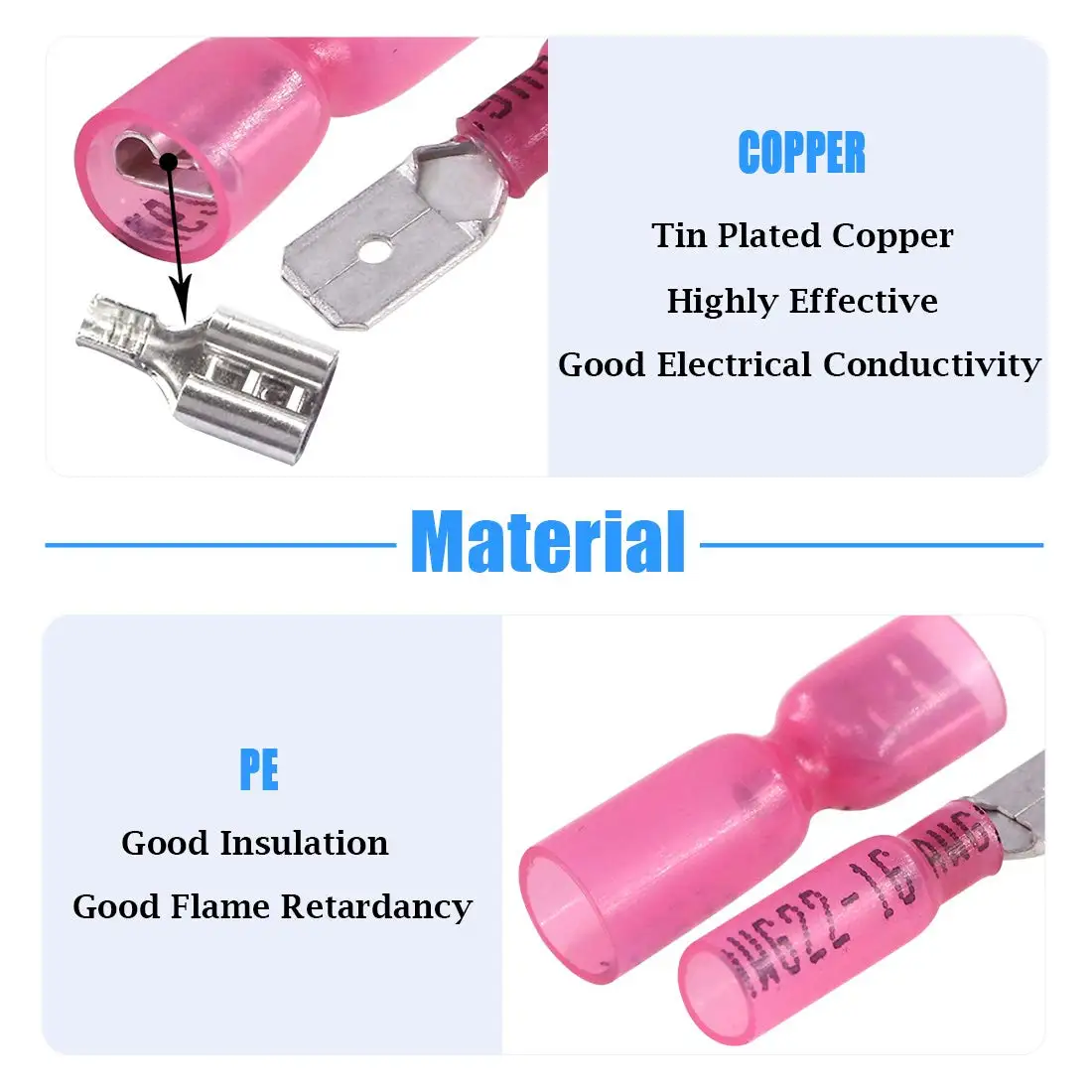 200/100/50PCS Male/Female 3 Size Spade Heat Shrink Quick Disconnect Electrical Wire Terminals Connectors Kit Assortment AWG