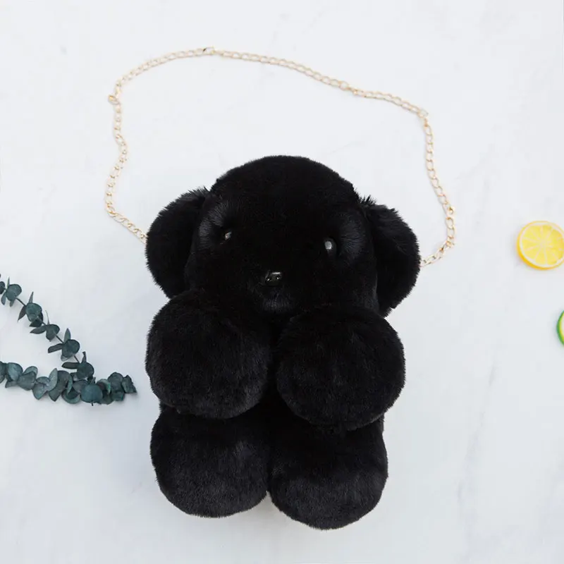 Горячая Новинка kawaii плюшевый рюкзак милый медведь плюшевый рюкзак сумка через плечо детский рюкзак зимний плюшевый Кошелек детский подарок - Цвет: black