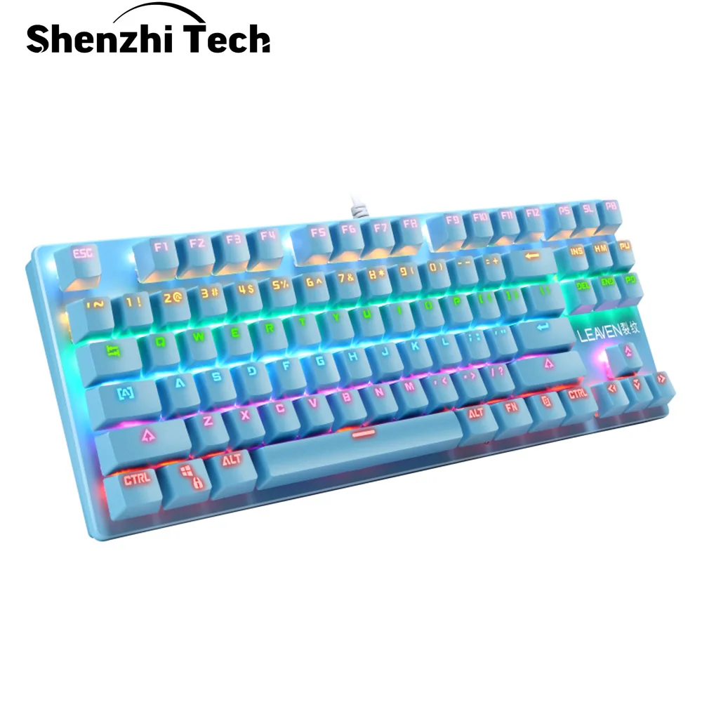 

K550 87 Keys Mechanical Gaming Keyboard Mini RGB LED Rainbow Backlit Wired Keyboard for Windows Gaming PC