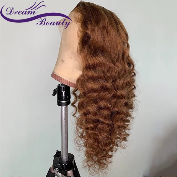 Dream Beauty Ombre Human Hair 13X6 Lace Front Wig 180 Density Brazilian Remy Wave With Baby Hair Bleached Knots Pre Plucked