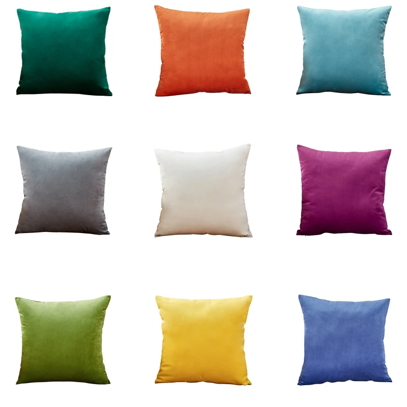 18 цветов декоративные подушки Бархатные чехлы для подушек для гостиной автомобиля декоративные Kussenhoes 45x45 домашний декор