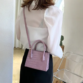 

Small Crocodile Pattern Solid Color PU Leather Crossbody Bags For Women 2020 Summer Lady Shoulder Handbags Female Simple Totes