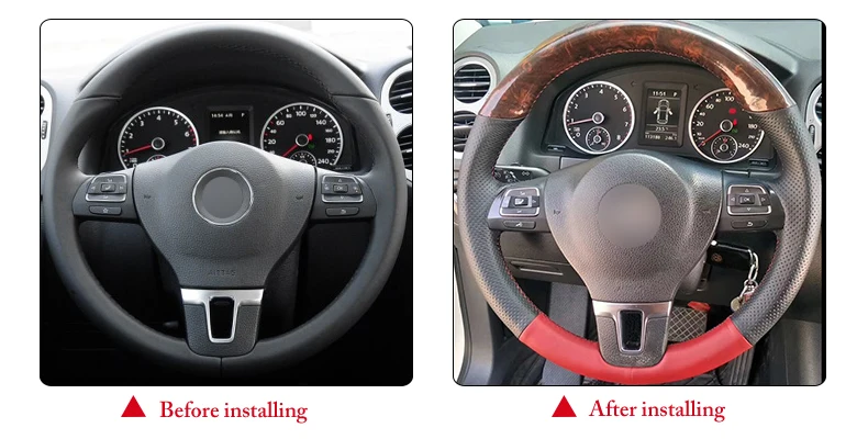 Черный, красный кожаный чехол на руль для Volkswagen VW Golf Tiguan Passat B7 Passat CC Touran Jetta Mk6