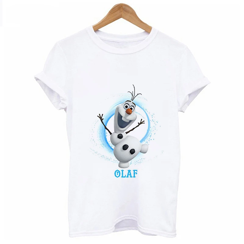 Women Fashion Harajuku Short Sleeve T-shirt White Plus Size Cute Tshirt Female Tops Clothing New Frozen Printed T Shirt - Цвет: YH-2499