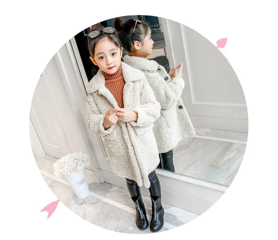Модная куртка с отложным воротником для маленьких девочек; 2 цвета; шерстяное пальто; зимняя детская куртка; сезон весна-осень; Верхняя одежда для маленьких девочек
