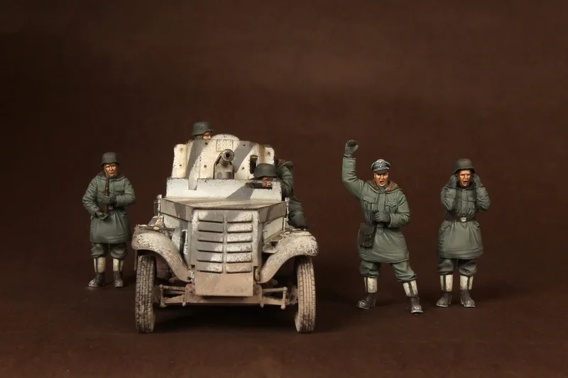 1/35 солдати-b 5 фигурок(без автомобиля) каучуковая фигурка строительный комплект
