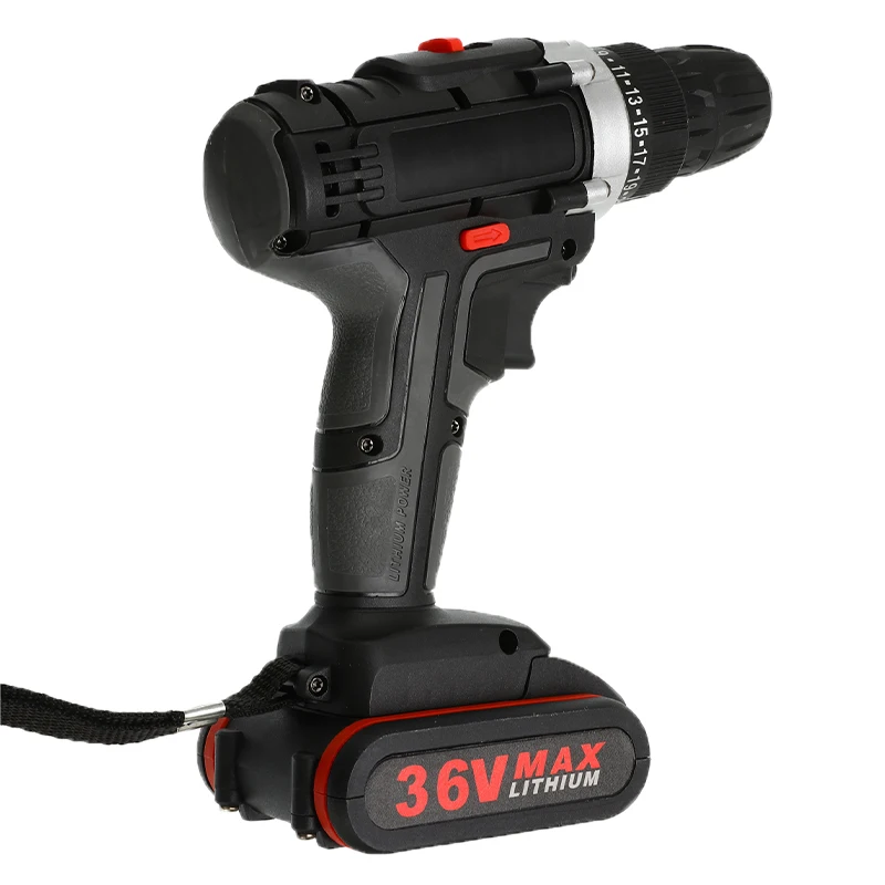 36V Cordless Electric Drill 5000mAh Rechargeable Battery Double Speed LED Screwdriver 25-Speed Torque Adjustment